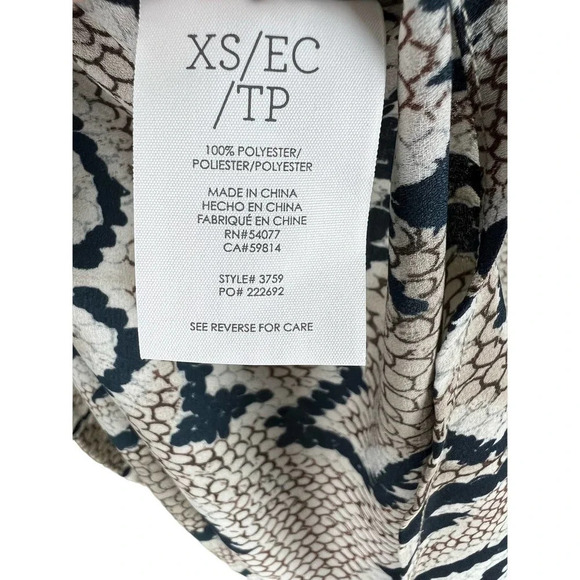 Cabi Serpentine Snakeskin Animal Print Sheer Blouse Women’s XS - Picture 7 of 8